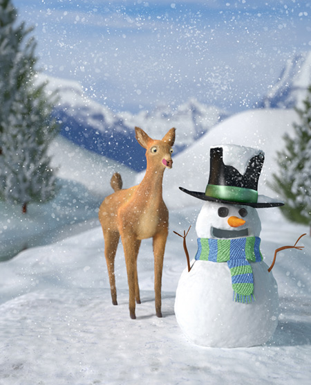Deer and Snowman 3D art
