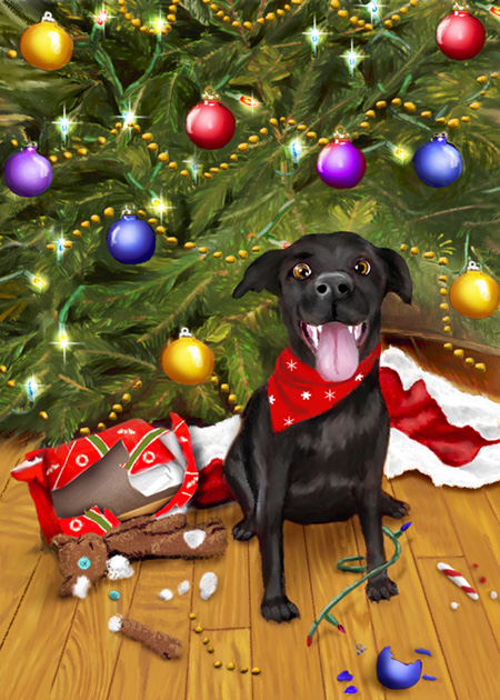 Holiday Dog Painting