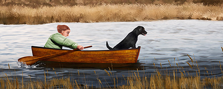 Man, Dog, Boat
