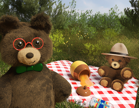 3D teddy bear scene