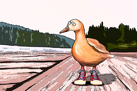 Duck in shoes illustration
