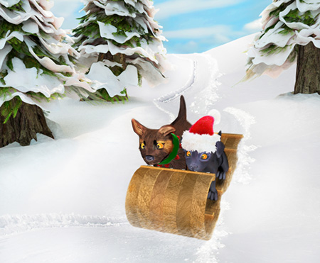 3D Dogs on Sled