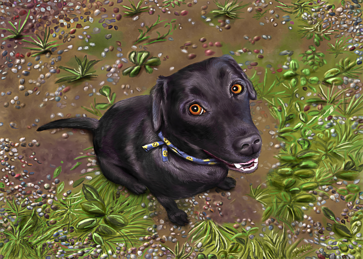 Friendly Labrador Retreiver dog portrait pet painting
